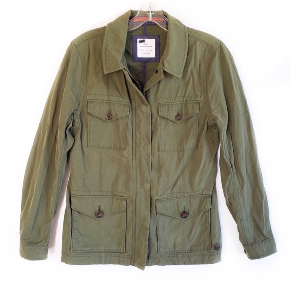 Vineyard Vines Green Waxed Cotton Parka Jacket